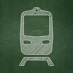 Image showing Travel concept: Train on chalkboard background