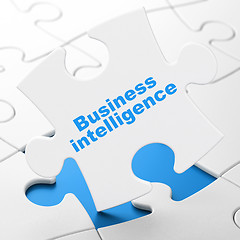 Image showing Finance concept: Business Intelligence on puzzle background