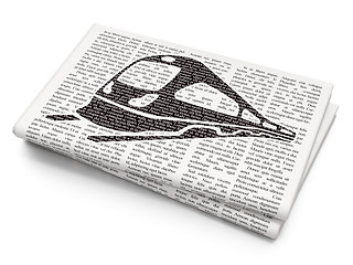 Image showing Travel concept: Train on Newspaper background