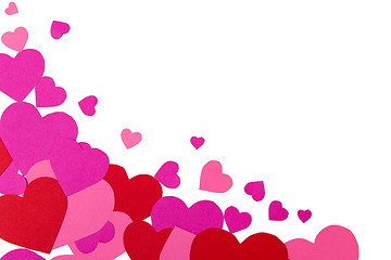 Image showing close up of valentines heart shapes with copyspace