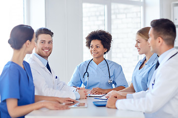 Image showing group of happy doctors meeting at hospital office