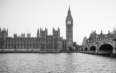 Image showing Black and white Houses of Parliament in London