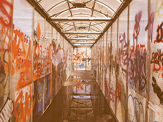 Image showing  Bridge with graffiti vintage