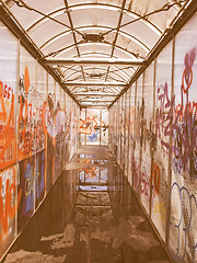 Image showing  Bridge with graffiti vintage