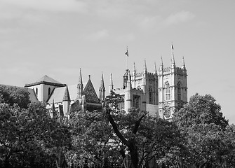 Image showing Black and white Westminster Abbey in London