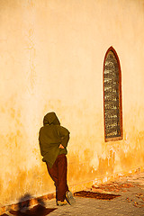 Image showing tile roof   old wall and brick in antique city