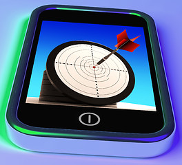 Image showing Dartboard On Smartphone Shows Effective Shooting