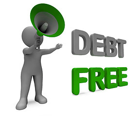 Image showing Debt Free Character Means Financial Freedom Credit Or No Liabili