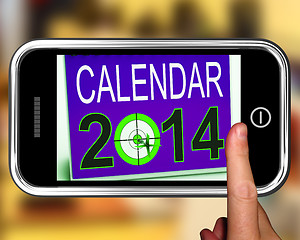 Image showing Calendar 2014 On Smartphone Shows Future Missions