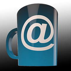 Image showing E-mail Coffee Cup Shows Internet Caf? Communication