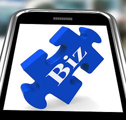 Image showing Biz Smartphone Shows Internet Business Or Shop