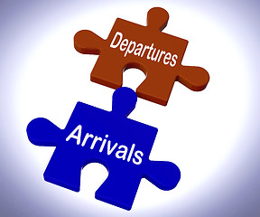 Image showing Departures Arrivals Puzzle Means Vacation Or Trip