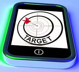 Image showing Target Smartphone Shows Goals Aims And Objectives