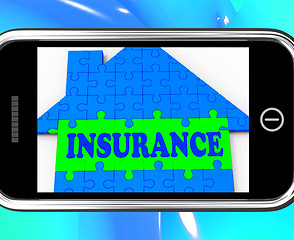 Image showing Insurance On Smartphone Showing House Financial Security