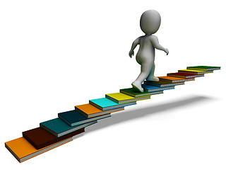 Image showing Student Climbing Books Showing Education