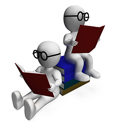 Image showing Students Reading Books Shows Academic