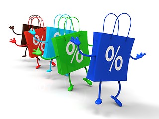 Image showing Percent Sign On Shopping Bags Shows Bargains