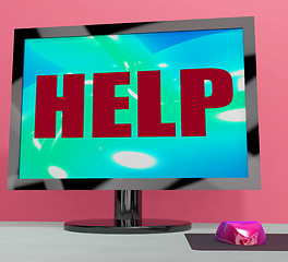 Image showing Help On Monitor Shows Helpline Helpdesk Or Support