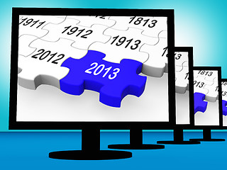 Image showing 2013 On Monitors Shows Future Year