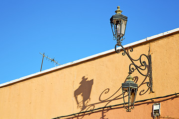 Image showing  street lamp in morocco africa broken glass decoration