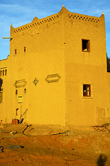 Image showing old brown construction in  morocco and sky  near the tower