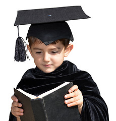 Image showing Cute kid graduate with graduation cap