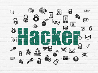 Image showing Safety concept: Hacker on wall background