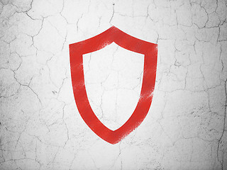 Image showing Privacy concept: Contoured Shield on wall background