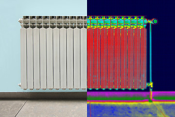 Image showing Infrared Thermal and real Image of Radiator Heater in house