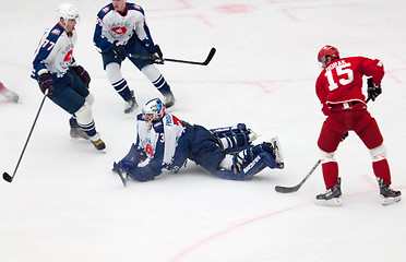 Image showing Goalkeeper I. Proskuryakov (73) defend the gate in a middle of t