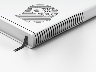 Image showing Studying concept: closed book, Head With Gears on white background