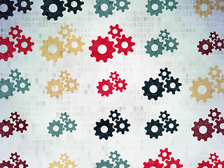 Image showing Finance concept: Gears icons on Digital Paper background