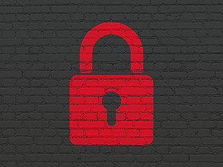 Image showing Information concept: Closed Padlock on wall background