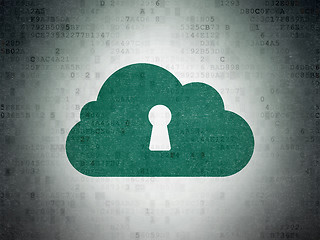 Image showing Cloud computing concept: Cloud With Keyhole on Digital Paper background