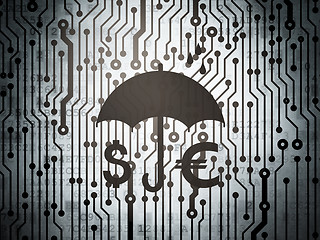 Image showing Safety concept: circuit board with Money And Umbrella