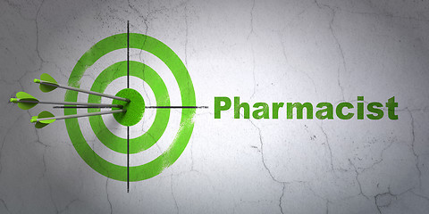 Image showing Medicine concept: target and Pharmacist on wall background