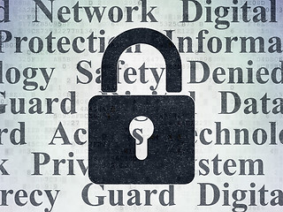 Image showing Protection concept: Closed Padlock on Digital Paper background