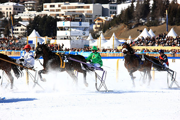 Image showing Trotting Race in the snow