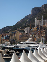 Image showing harbor view  yachts and condos Monte Carlo Monaco Europe    