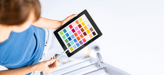 Image showing woman working with color samples