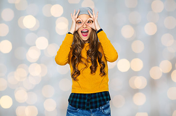 Image showing happy young woman or teen girl having fun