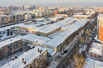 Image showing Aerial bird view of Shopping center.Tyumen.Russia