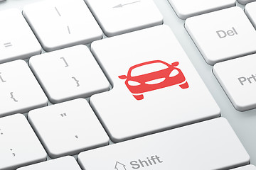 Image showing Travel concept: Car on computer keyboard background