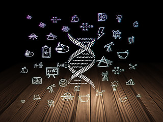 Image showing Science concept: DNA in grunge dark room