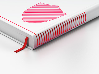 Image showing Privacy concept: closed book, Shield on white background