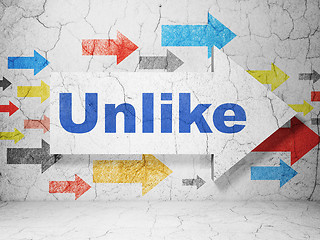 Image showing Social network concept: arrow with Unlike on grunge wall background