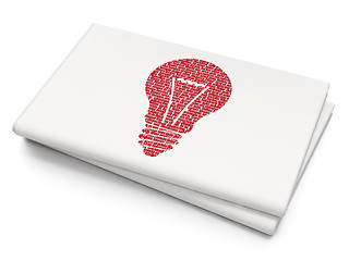 Image showing Business concept: Light Bulb on Blank Newspaper background