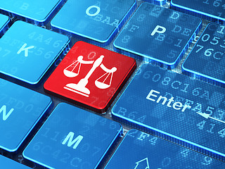Image showing Law concept: Scales on computer keyboard background
