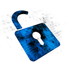 Image showing Safety concept: Opened Padlock on Digital background