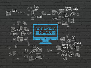 Image showing News concept: Breaking News On Screen on wall background